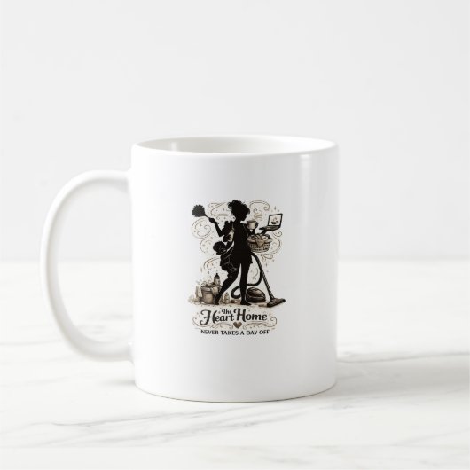 Herz-des-Hauses-Mutter-Zitat Silhouette-Design Kaffeetasse (Links)
