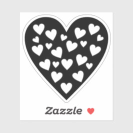 Herz des Herzens - Weiße Herzen am Schwarzen Herze Aufkleber