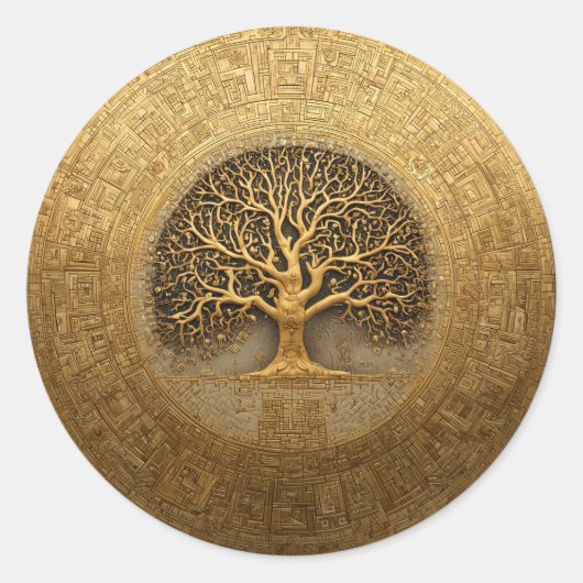 Herz des Labyrinths | Baum des Lebens Design Runder Aufkleber (Vorderseite)
