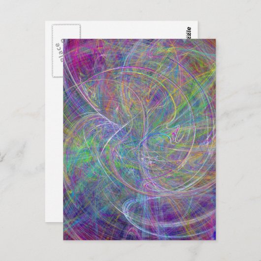 Herz des Lichts - Aqua Flames Indigo Abstrakt Postkarte (Vorne/Hinten)