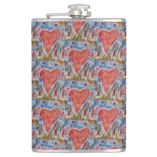 Herz des Planeten Vinyl Wrapped Flask Flachmann (Vorderseite)