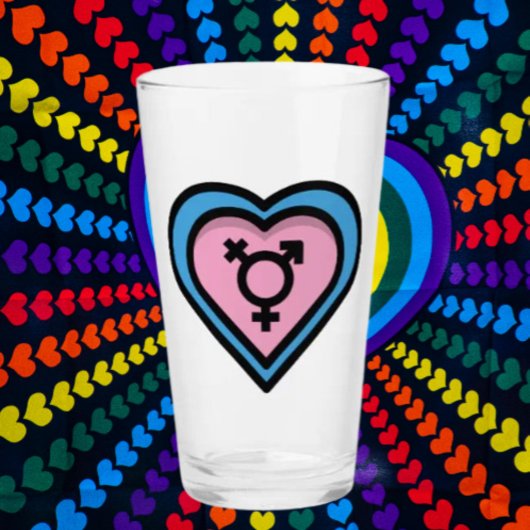 Herz des Trans Pride Pint Glases Glas
