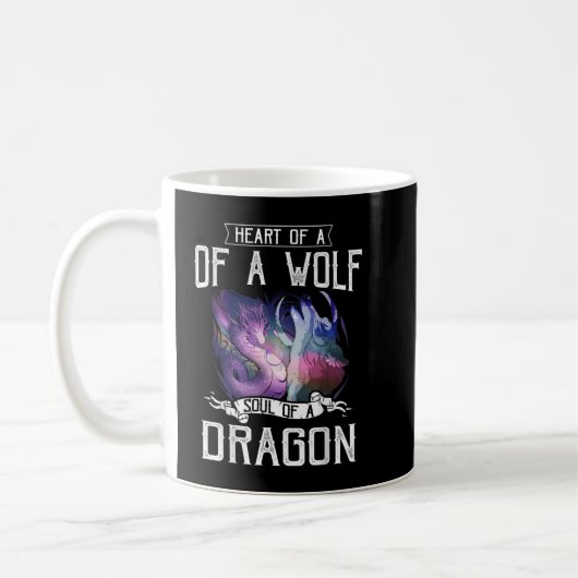 Herz des Wolfs Soul eines Drachen - Wolf Krieger T Kaffeetasse (Links)