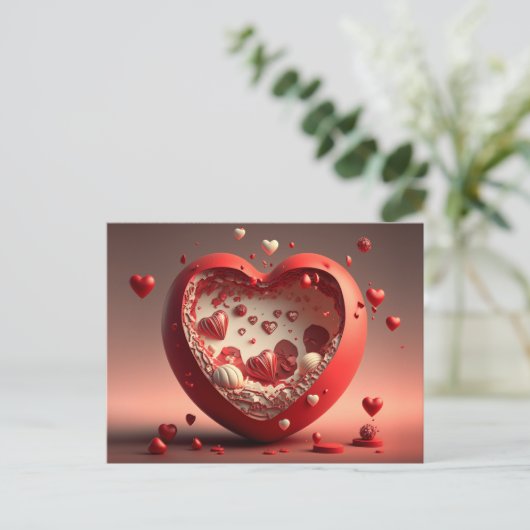 Herz-Design 3D-Postkarte Postkarte (Stehend Vorderseite)