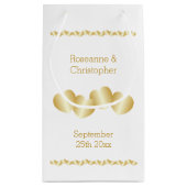 Herz Design Gold farbige Hochzeit Kleine Geschenktüte (Rückseite)