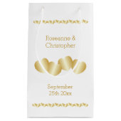 Herz Design Gold farbige Hochzeit Kleine Geschenktüte (Vorderseite)