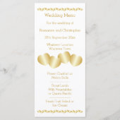 Herz Design Gold farbige Hochzeit Menükarte (Vorderseite)