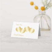 Herz Design Gold farbige Hochzeit Platzkarte (Vorderseite)