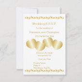Herz Design Gold farbige Hochzeit RSVP Karte (Vorderseite)