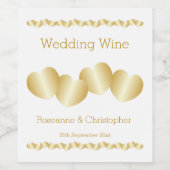 Herz Design Gold farbige Hochzeit Weinetikett (Einzelnes Label)
