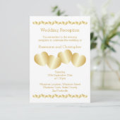 Herz Design Gold farbige Hochzeitsempfehlung Begleitkarte (Stehend Vorderseite)