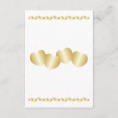 Herz Design Gold farbige Hochzeitsempfehlung Begleitkarte (Rückseite)