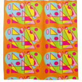 Herz Designer Duschvorhang gemustert (Vorderseite)