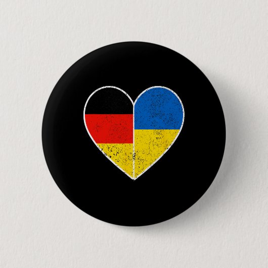 Herz Deutschland Und Ukraine Solidarität Freundsch Button (Vorderseite)