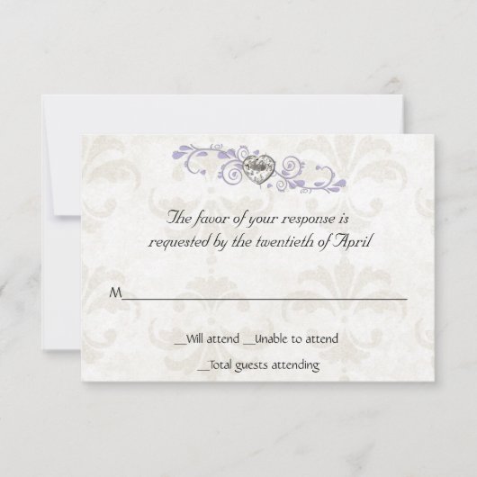 Herz Diamond RSVP Karte (Vorderseite)
