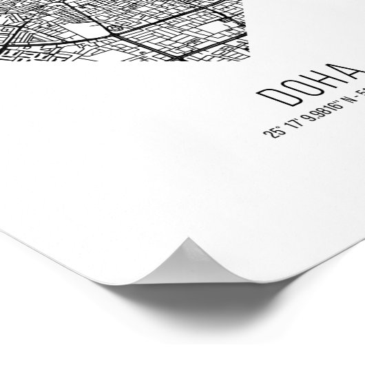 Herz-Doha-Stadtplan (Katar) Poster (Ecke)