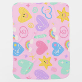Herz & Doodles Baby Blanket - Weiche Pastete Niedl Babydecke