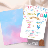 Herz Doppelfeier Junge Mädchen Joint Geburtstag Einladung