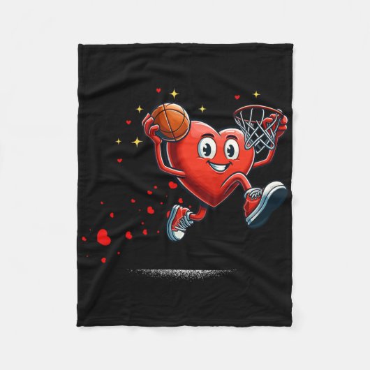 Herz-Dunking Valentinstag Basketball Kinder  Fleecedecke (Vorderseite)