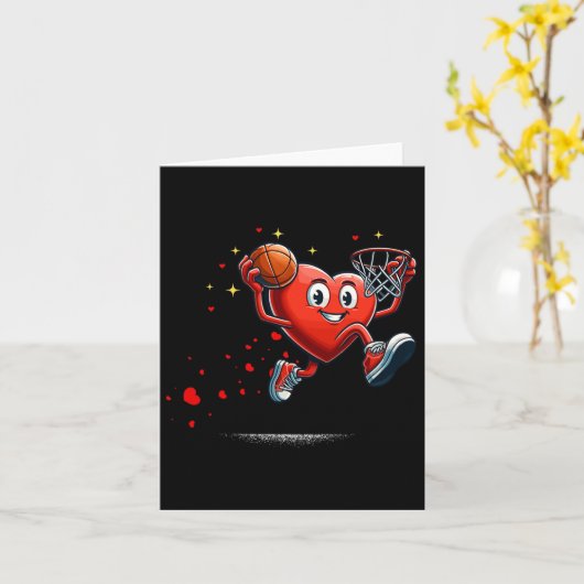 Herz Dunking Valentinstag Basketball Kinder Karte (Gelbe Blume)