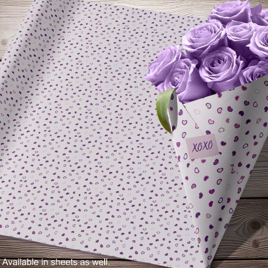 Herz - dunklere Purples on Light Lila - Rolls Geschenkpapier