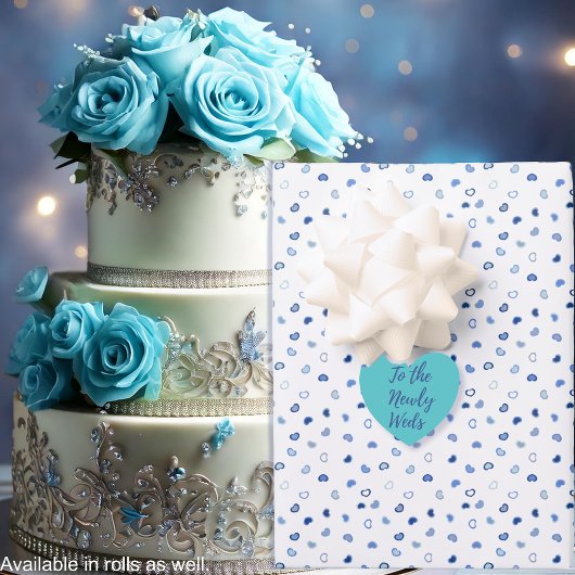 Herz - Dunkles bis helles Blau auf Weiß Geschenkpapier Set