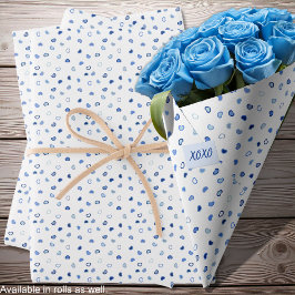 Herz - Dunkles bis helles Blau auf Weiß Geschenkpapier Set