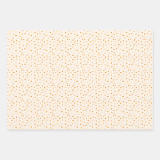 Herz - Dunkles Orange auf leichter Orange Geschenkpapier Set (Vorderseite)