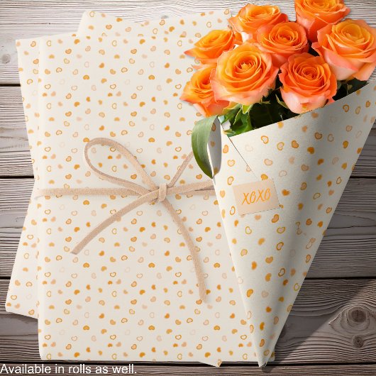 Herz - Dunkles Orange auf leichter Orange Geschenkpapier Set