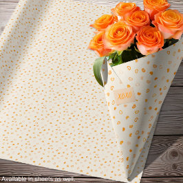 Herz - Dunkles Orange auf leichter Orange - Rollen Geschenkpapier