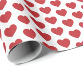 Herz, dunkles Rot auf weißem Umschlagpapier Geschenkpapier (Rolleneckpunkt)