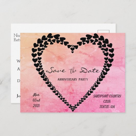 Herz durch Herzen Rosa Wasserfarbe Postkarte (Vorne/Hinten)