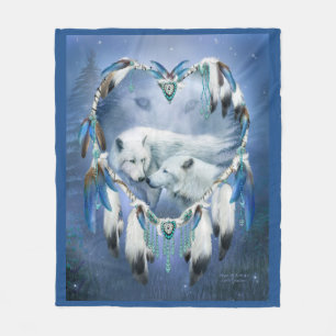 Herz einer Kunst-Decke des Wolf-3 Fleecedecke