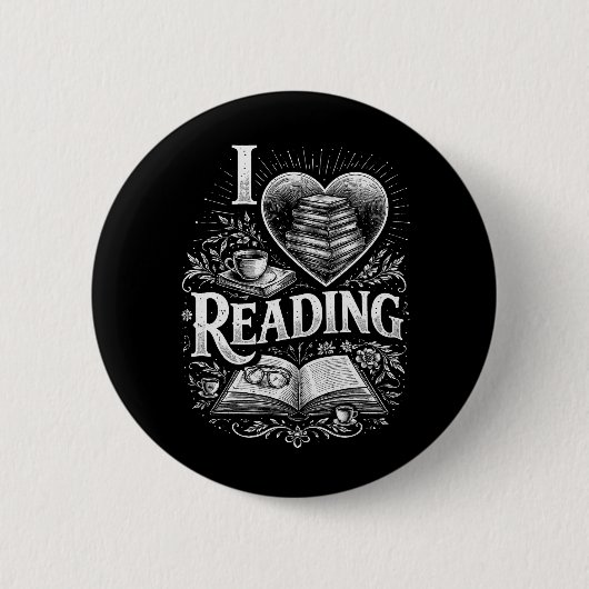 Herz eines Buchliebhabers Button (Vorderseite)