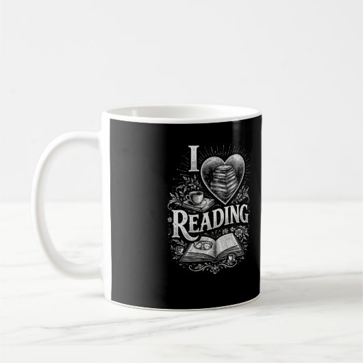 Herz eines Buchliebhabers Kaffeetasse (Links)