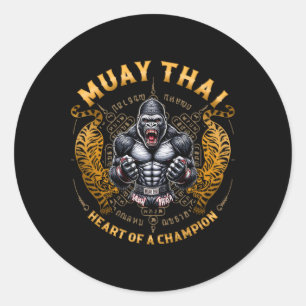 Herz eines Champions - Kickboxen und Muay Thai Ang Runder Aufkleber