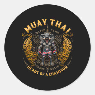 Herz eines Champions - Kickboxen und Muay Thai Ele Runder Aufkleber