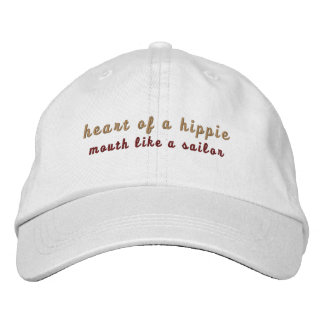 Herz eines Hippies, Mund wie ein Seemann White Hat Bestickte Baseballkappe