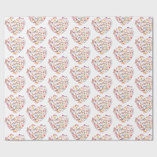 Herz eines Manikürs für Nageltechniker Geschenkpapier (Flach)