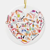 Herz eines Manikürs für Nageltechniker Keramik Ornament (Vorne)