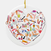 Herz eines Manikürs für Nageltechniker Keramik Ornament (Hinten)