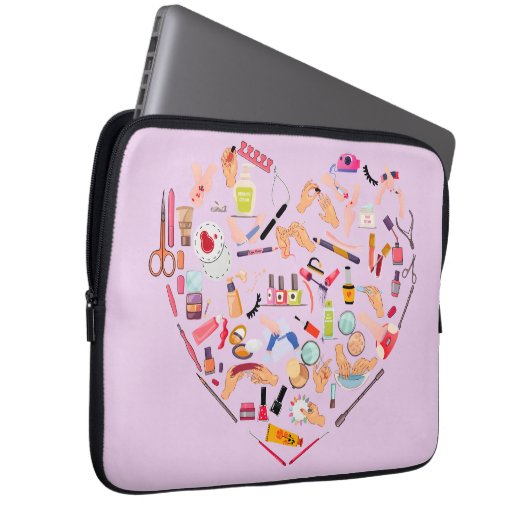 Herz eines Manikürs für Nageltechniker Laptopschutzhülle (Vorne Rechts)