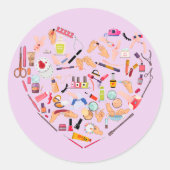 Herz eines Manikürs für Nageltechniker Runder Aufkleber (Vorderseite)