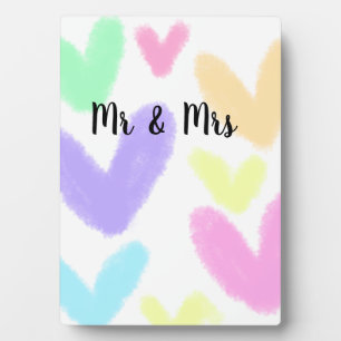 Herz einfache minimale Text Stil Hochzeit Mr & mrs Fotoplatte