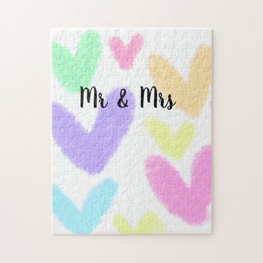 Herz einfache minimale Text Stil Hochzeit Mr & mrs Puzzle (Vertikal)