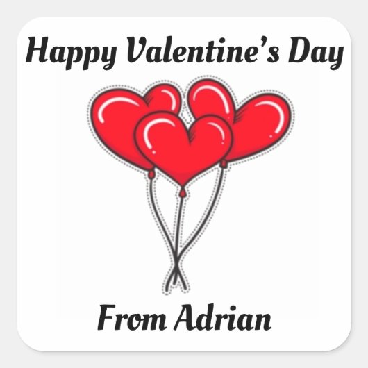 Herz Einfache Valentine Gefallen Kinder Valentine  Quadratischer Aufkleber (Vorderseite)