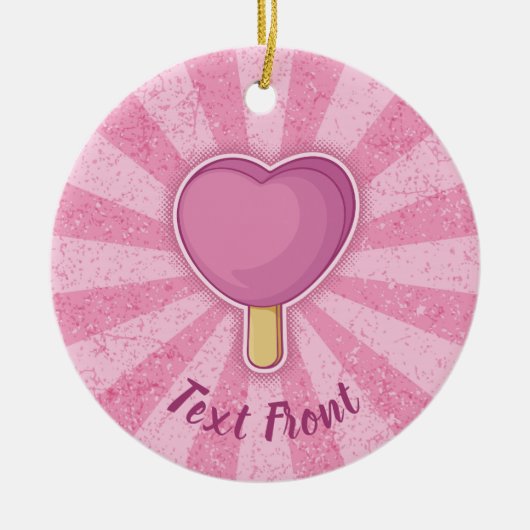 Herz-Eiscreme-Stick Keramik Ornament (Vorne)