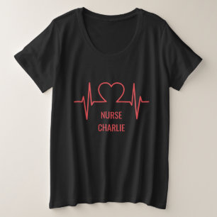 Herz EKG individuelle Name & Beruf Bekleidung Große Größe T-Shirt