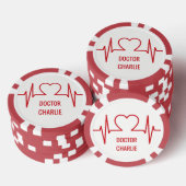 Herz EKG individuelle Name & Beruf Poker Chips (Stapel)