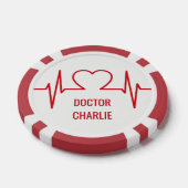 Herz EKG individuelle Name & Beruf Poker Chips (Einzeln)